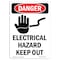 Signmission Safety Sign, OSHA Danger, 5" Height, Electrical Hazard Keep Out, Portrait OS-DS-D-35-V-1198 - alternate 1